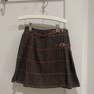 PEPA LONDON Checked Tweed Pleated Leather
Buckled Kilt size 10 excellent